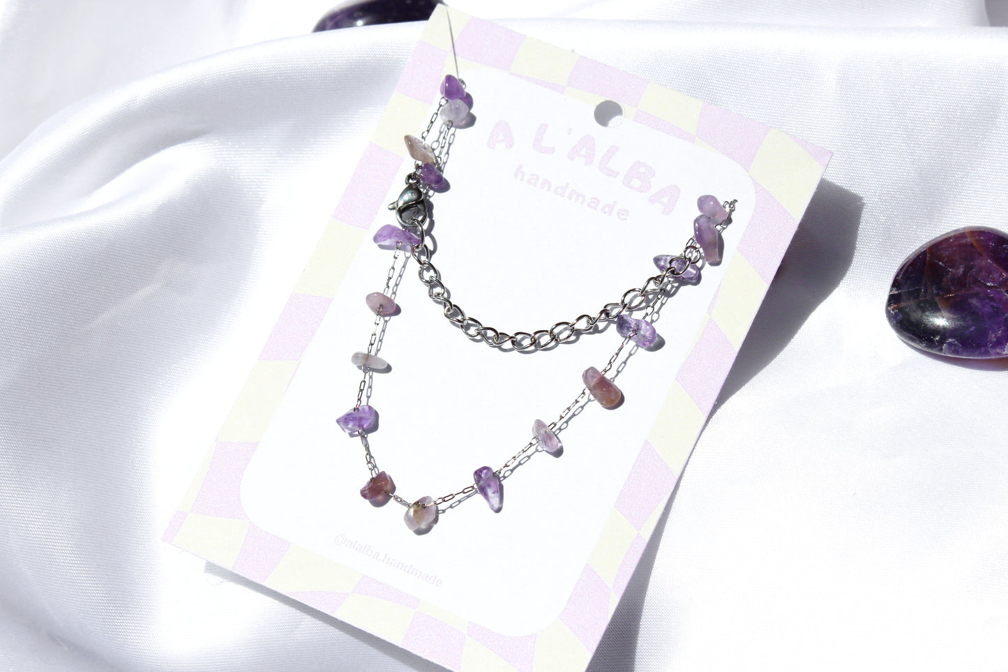 CHOKER AMETHYST plateado