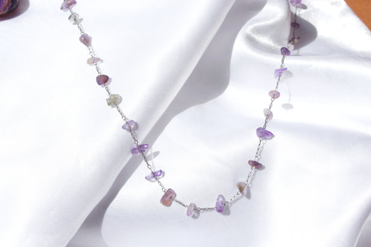 CHOKER AMETHYST plateado