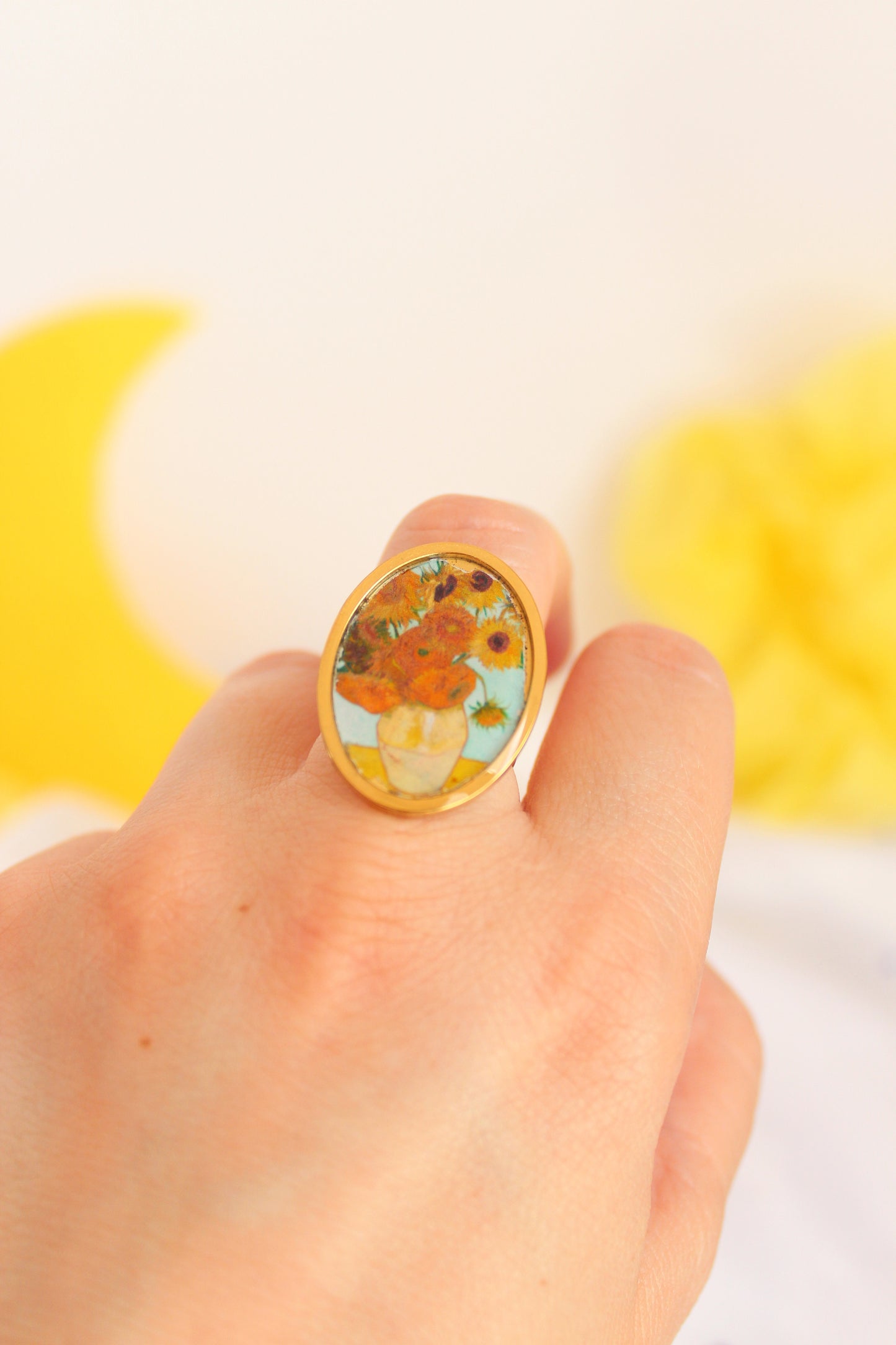 ANILLO DOCE GIRASOLES dorado